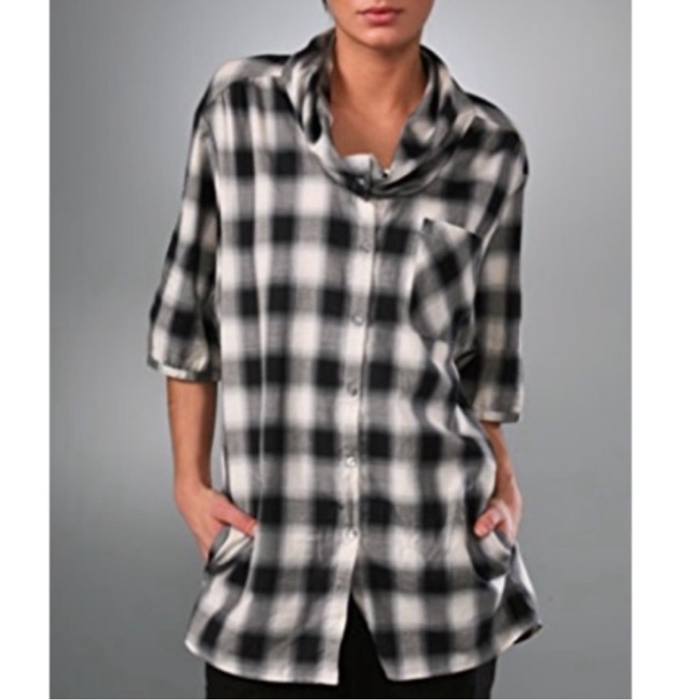 Vince Black and Gray Plaid Tunic Shirt - Picture 12 of 16